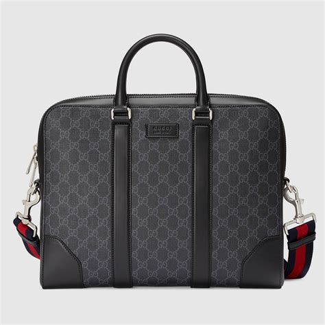 gucci black gg full leather briefcase|men's leather briefcases business bags.